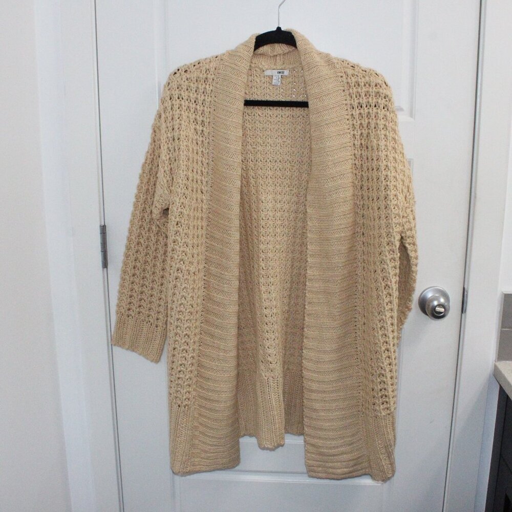 Amuse Society Bonita Long Sleeve Sweater Open Cardigan Chunky Knit Small New